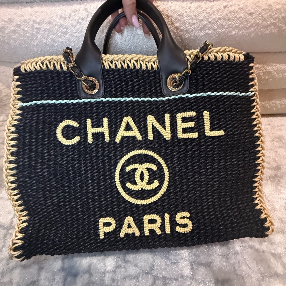 Chanel Black and Gold Woven Tote